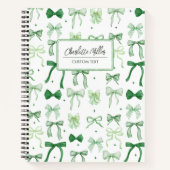 Elegante Coquette Ästhetische Grüne Bögen Spirale Notizblock (Vorderseite)