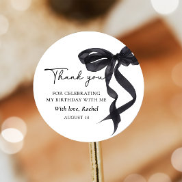 Elegante Coquette Black Bow Geburtstagsticker Runder Aufkleber