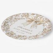 Elegante Coquette Bow & Chinoiserie Babydusche Pappteller (Schrägansicht)
