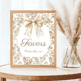 Elegante Coquette Bow Chinoiserie Babydusche Poster