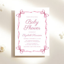 Elegante Coquette Bows Pink Baby Girl Dusche