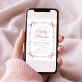 Elegante Coquette Bows Pink Baby Girl Dusche Einladung