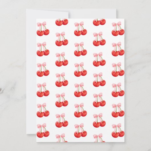 Elegante Coquette Cherry Erster Geburtstag Einladung (Rückseite)