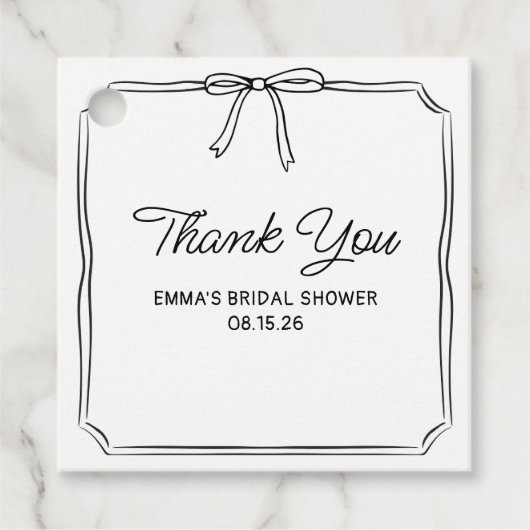 Elegante Coquette Chic Bow Brautparty Vielen Dank Geschenkanhänger (Vorderseite)