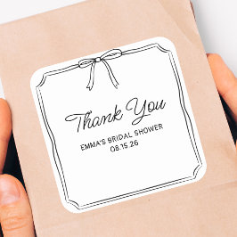 Elegante Coquette Chic Bow Brautparty Vielen Dank Quadratischer Aufkleber