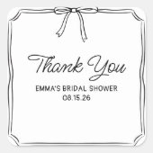 Elegante Coquette Chic Bow Brautparty Vielen Dank Quadratischer Aufkleber (Vorderseite)