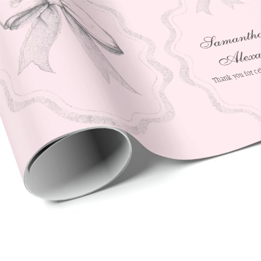 Elegante Coquette Hand Drawn Bows & Wedding Vows Geschenkpapier (Rolleneckpunkt)