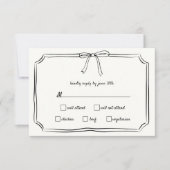 Elegante Coquette Hand Gezeichnet Bow Timeless Wed RSVP Karte (Vorderseite)
