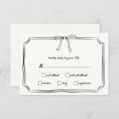 Elegante Coquette Hand Gezeichnet Bow Timeless Wed RSVP Karte (Vorne/Hinten)