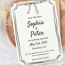 Elegante Coquette Hand Gezeichnet Bow Timeless Wed