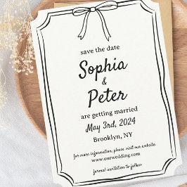 Elegante Coquette Hand Gezeichnet Bow Timeless Wed Save The Date