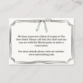 Elegante Coquette Hand Gezeichnet Bow Wedding Deta Begleitkarte (Vorderseite)