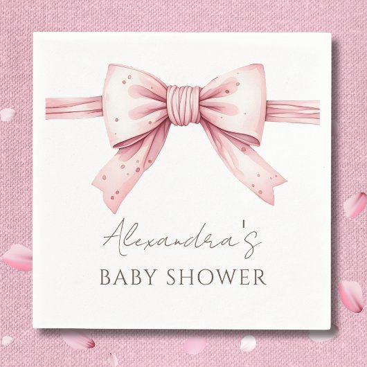 Elegante Coquette Pink Bow Baby Dusche Serviette