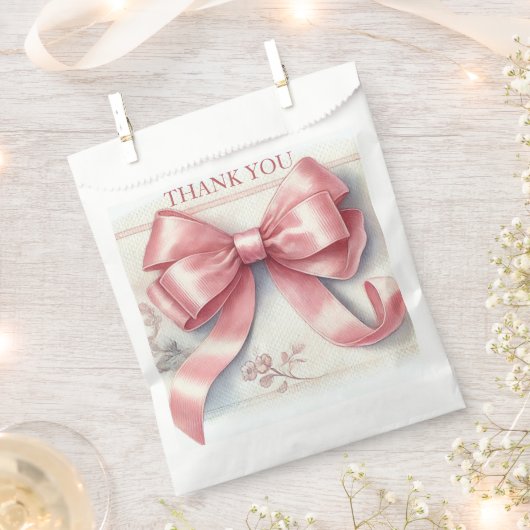 Elegante Coquette Pink Bow Baby Shower Girl Geschenktütchen (Ausgeschnitten)