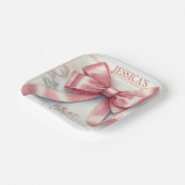 Elegante Coquette Pink Bow Baby Shower Girl Pappteller (Gewinkelt)