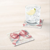 Elegante Coquette Pink Bow Baby Shower Girl Rechteckiger Pappuntersetzer (Vor Ort)