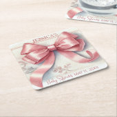Elegante Coquette Pink Bow Baby Shower Girl Rechteckiger Pappuntersetzer (angewinkelt)
