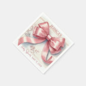 Elegante Coquette Pink Bow Baby Shower Girl Serviette (Ecke)