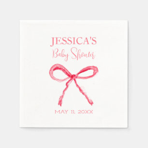 Elegante Coquette Pink Bow Baby Shower Girl Serviette
