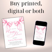 Elegante Coquette Pink Bows Girl Baby Shower Einladung