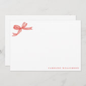 Elegante Coquette Red Bow Personalisiert Stationer Dankeskarte (Vorne/Hinten)