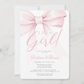Elegante Coquette Rosa Bugmädchen Babydusche Einladung (Vorderseite)