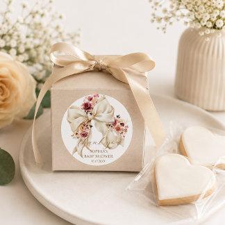 Elegante Coquette-Schleife Florale Babyparty Danke Runder Aufkleber