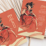 Elegante Coral Art Nouveau Wedding Menu Card Einladung<br><div class="desc">Diese atemberaubende Hochzeitskarte besticht durch ein elegantes Jugendstil-Design in einer reichen Palette warmer Terrakotta, Vintagem Rot und Korallenfarben. Die Vorderseite zeigt eine elegante Abbildung einer Frau in fließender Kleidung, die an die Ästhetik des frühen 20. Jahrhunderts erinnert, und fügt jedem Hochzeitthema eine Touch romantischer Nostalgie hinzu. Auf der Rückseite der...</div>