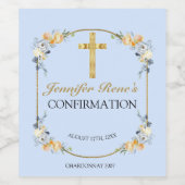 Elegante Coral & Blue Floral Gold Bestätigung Weinetikett (Einzelnes Label)