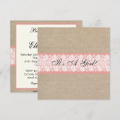 Elegante Coral Burlap Lace Baby Dusche Einladung (Vorne/Hinten)