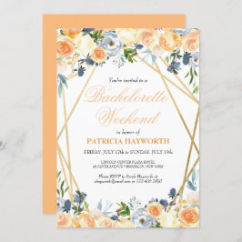 Elegante Coral Floral Bachelorette Wochenende Einladung
