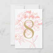 Elegante Coral Floral Peony Wedding Tischnummer (Vorderseite)