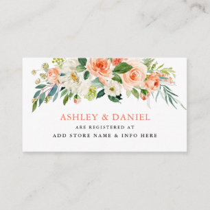 Elegante Coral Floral Wedding Registry Insert Card