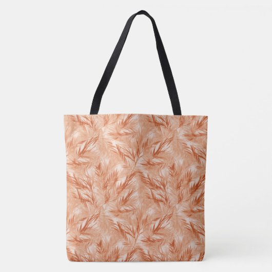 Elegante Coral Palm Leaf Große Schulter Tasche (Vorderseite)