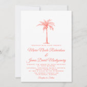 Elegante Coral Palm Tree Formal Beach Hochzeit Einladung (Vorderseite)