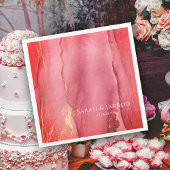 Elegante Coral Pink Abstrakte Hochzeit Serviette