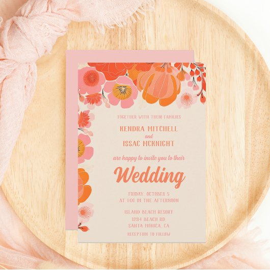 Elegante Coral Pink Peony Blume Einladung