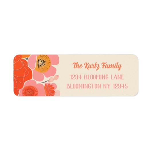 Elegante Coral Pink Poppy Blume Einmalige Adresse (Vorne)