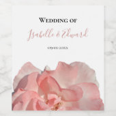 Elegante Coral Pink Rose Bloral Wedding Weinetikett (Einzelnes Label)