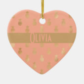 Elegante Coral Pink und Gold Ananas Keramik Ornament (Vorne)