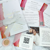 Elegante Coral Pink und Gold Hochzeit Folieneinladung