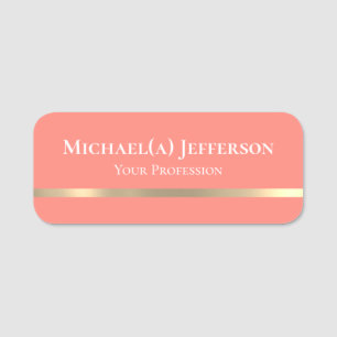Elegante Coral-Rosa-Pfirsich und Gold Stylisch Namensschild