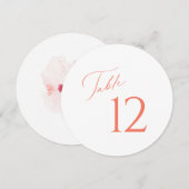 Elegante Coral Script Wedding Tischnummer Card (Vorne/Hinten)