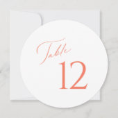 Elegante Coral Script Wedding Tischnummer Card (Vorderseite)