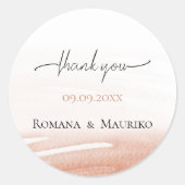 Elegante Coral Terracotta Wedding Runder Aufkleber (Vorderseite)