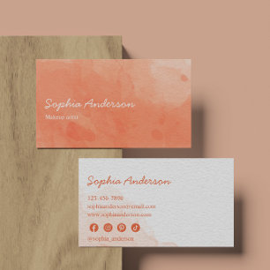 Elegante Coral Watercolor Minimalistische Visitenk Visitenkarte