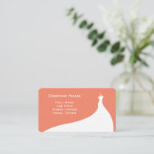 Elegante Coral Wedding Dress Business Card Visitenkarte (Stehend Vorderseite)