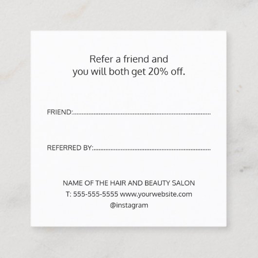 Elegante Coral White Gold Herzenslust Salon Empfehlungskarte (Rückseite)