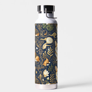 Elegante Corgi-Hunde Gold Damast Navy Blau Muster Trinkflasche