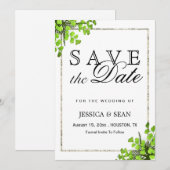 Elegante Corner Fern Dekoration Hochzeit Save The Date (Vorne/Hinten)
